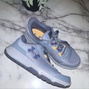 Under Armour Kids Light Blue and Yellow Accent Sneakers